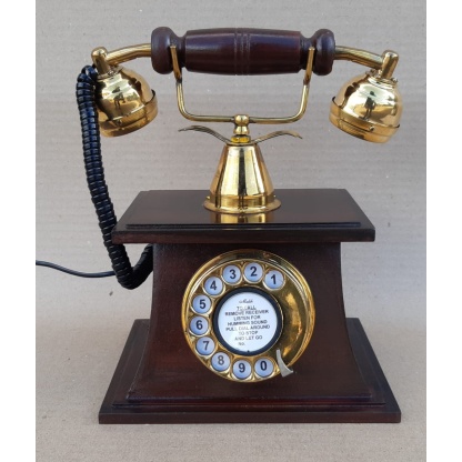 Decorative Vintage Wood & Brass Telephone