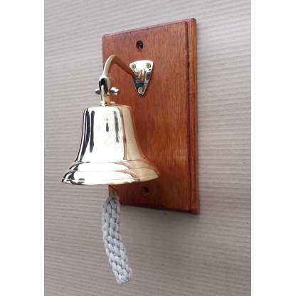 Brass Bell 14cm With Wood Backing