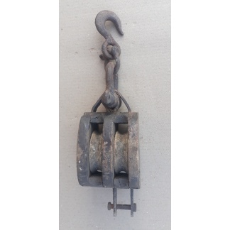 Vintage Wooden Double Pulley