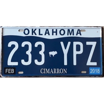 Oklahoma State Of America Metal License Plate