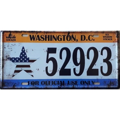 Washington D.C State Of America Metal License Plate