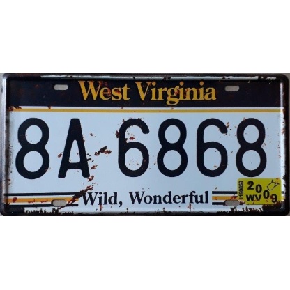 West Virginia State Of America Metal License Plate