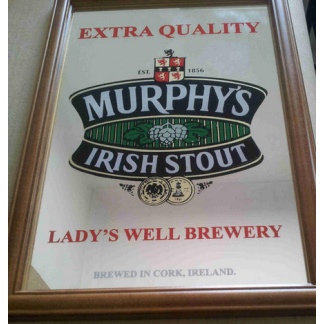 Murphy's Irish stout framed bar mirror. 32 x 22cm.