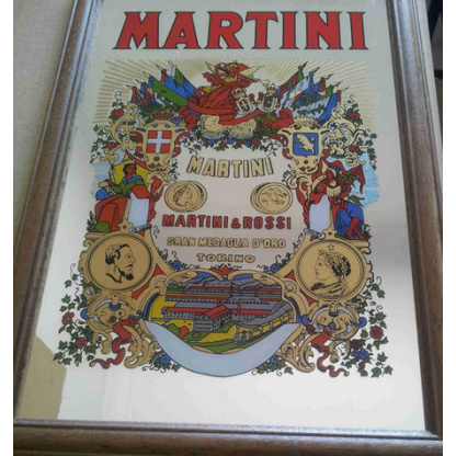 Martini framed bar mirror. 32 x 22cm.