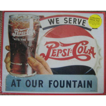 Pepsi-Cola metal sign.