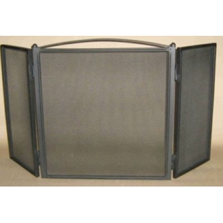 Panel heavy fire screen with hinged side panels. 100cm