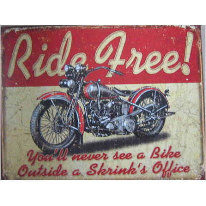 Ride free motorcycle distressed metal sign
