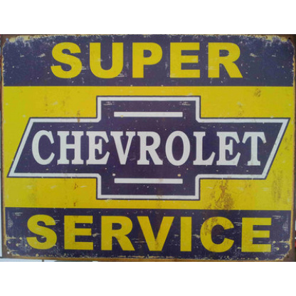 Chevrolet service distressed metal sign. 40 x 30cm.