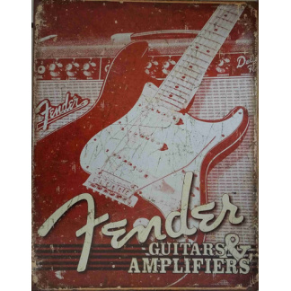 M2a. Fender guitar. Retro metal sign. 40 x 30cm .