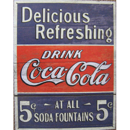 cc1a. Coca-Cola. Delicious and refreshing vintage style distressed metal sign. 40 x 31cm.