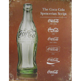 cc1a.Coca-Cola Spencerian Script distressed vintage style metal sign  40cm x 31cm