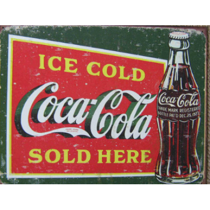 Coca-Cola Ice cold sold here distressed vintage style metal sign  40cm x 31cm