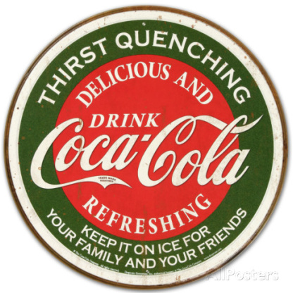 Coca-Cola Thirst quenching vintage metal sign. 30cm
