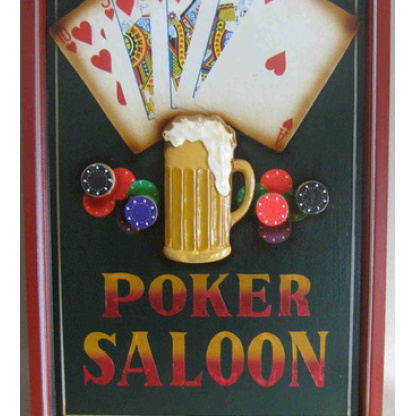 Poker saloon wall plaque wood. 60 x 40cm.