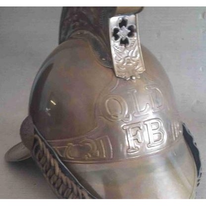 Fireman's helmet replica. Merryweather fireman's brass. Queenland Fire Department