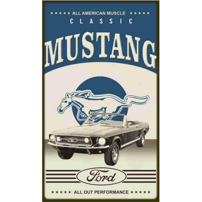 Mustang.   Big. vintage style, metal sign. 44 x 68cm.