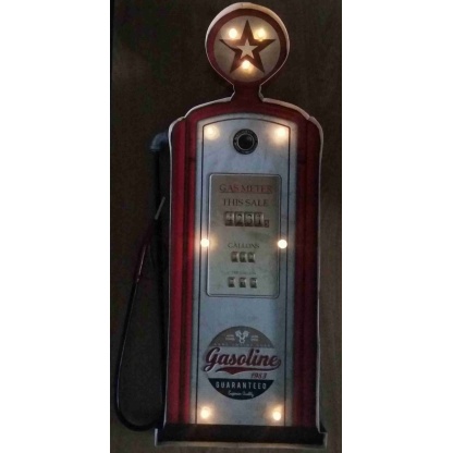 Gasoline petrol pump metal light sign