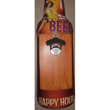 Beer, Happy Hour Metal Bottle Cap Opener
