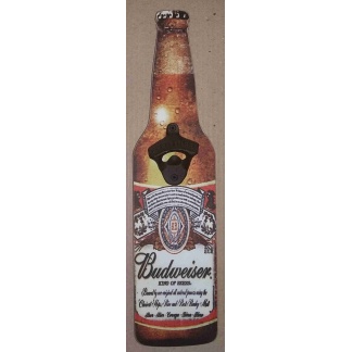 Beer, Budweiser Wooden Bottle Cap Opener.