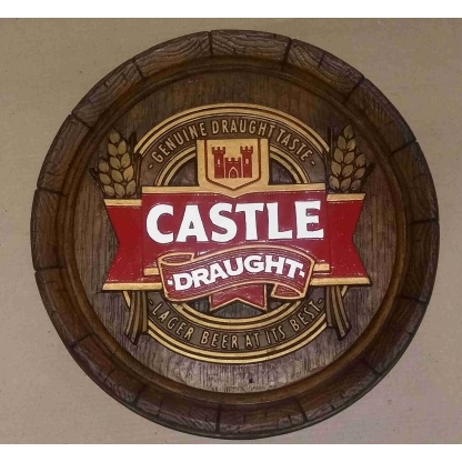 Castle Draught Large barrel end. 46cm diameter.