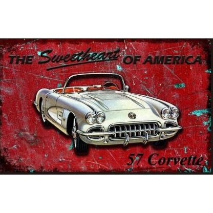 Corvette, The Sweetheart Of America BIG Metal sign.