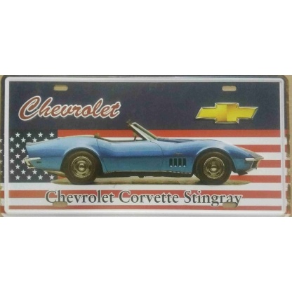 Chevrolet Corvette stingray embossed license plate metal sign.