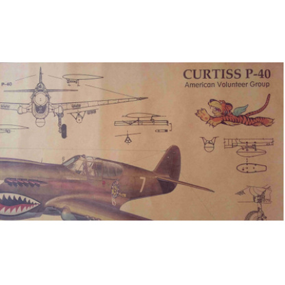 Flying Tigers P40 ww2 vintage style distressed poster.