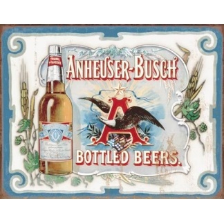 Budweiser Anheuser Busch bottled Beer metal sign