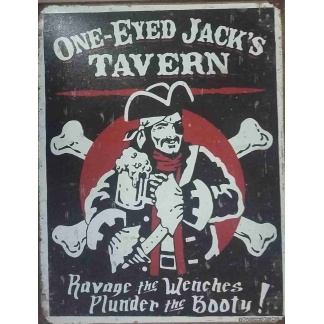 One Eyed Jack's tavern beer metal sign