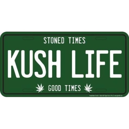 Kush Life metal embossed license plate