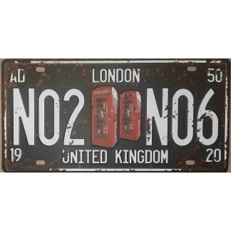 London Telephone embossed metal license plate.
