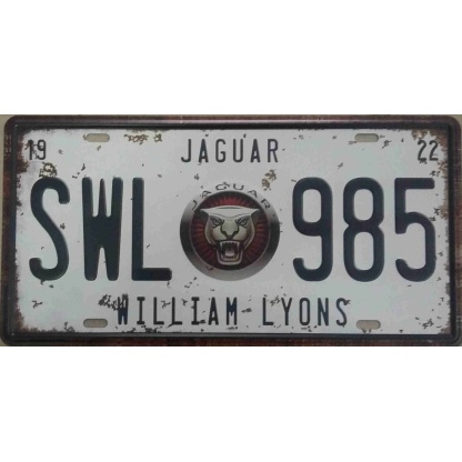 Jaguar William Lyons metal license plate
