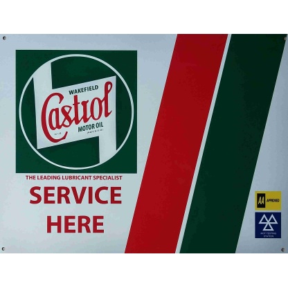 Castrol Oil Service Here Aluminium sign from UK.