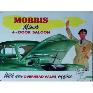 Morris Minor With 4 door Saloon Aluminium sign From UK.