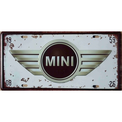 Mini cooper embossed metal license plate