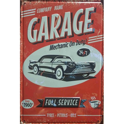 Full Service, garage embossed metal sign.