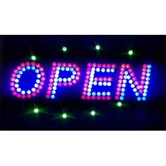 Open neon sign. LED