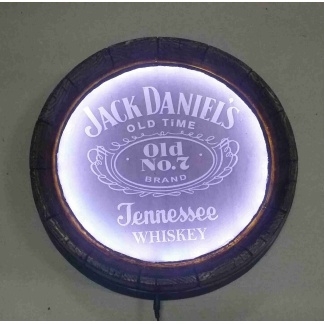 Jack Daniels large illuminated barrel end. 46cm diameter.