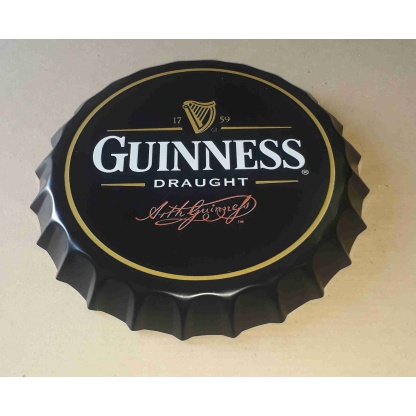 Guinness Draught bottle cap metal sign.