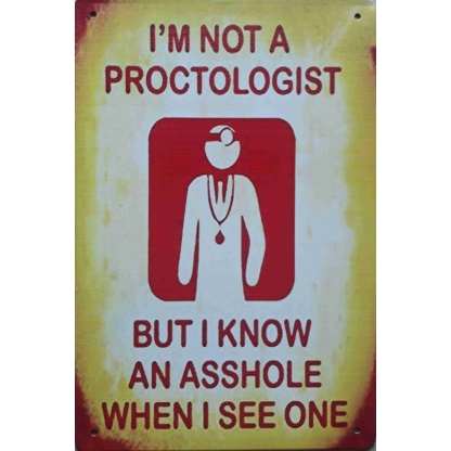 I'm not a proctologist but l know an asshole when l see one,metal sign
