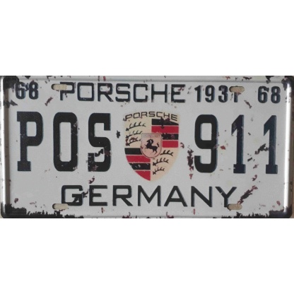 Porsche metal license plate