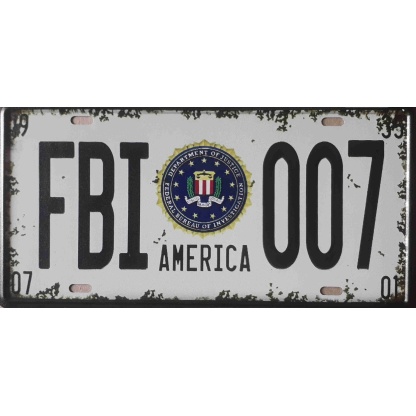 America, Federal Bureau of Investigation metal license plate