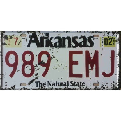 Arkansas The Natural State metal license plate