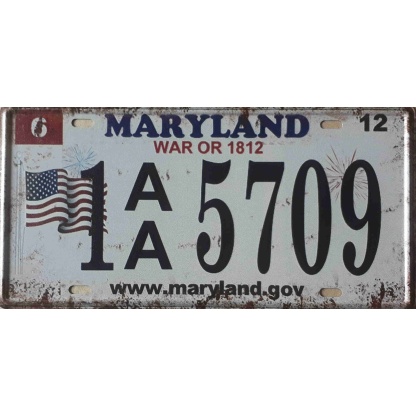 Maryland metal license plate