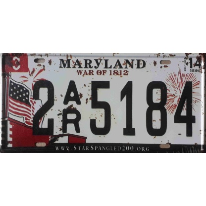 Maryland metal license plate