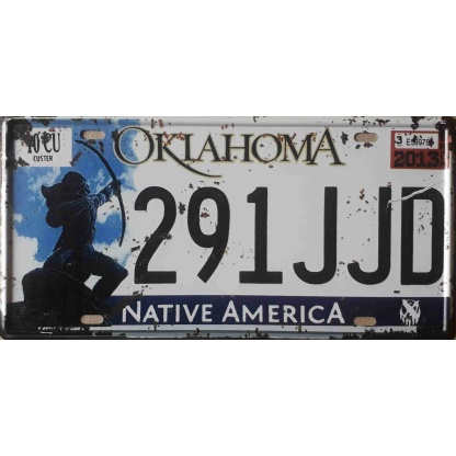 Oklahoma metal license plate