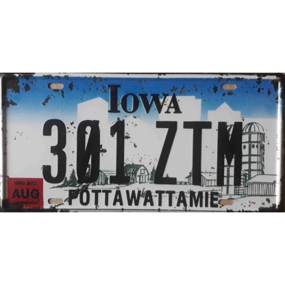 Iowa metal license plate