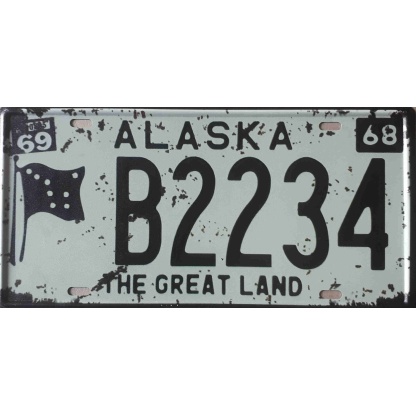 Alaska metal license plate