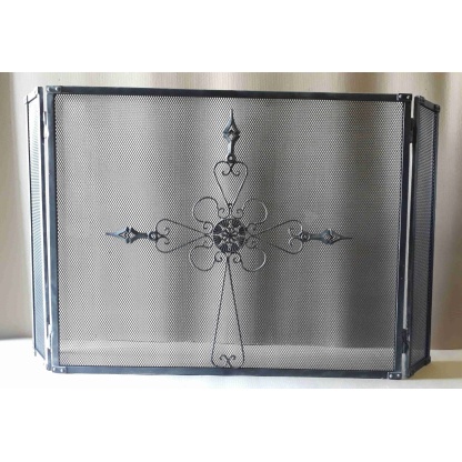 3 Panel heavy fire screen with hinged side panels 100cm x 80cm