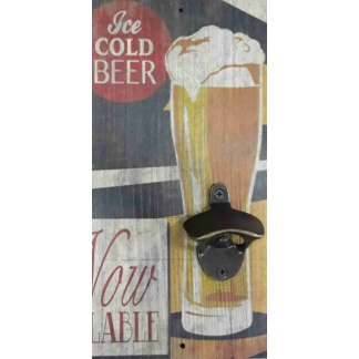Ice cold beer wall plaque/beer Bottle cap opener.